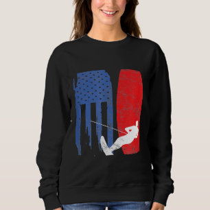 Sudadera Deportes de esquiador con bandera estadounidense d