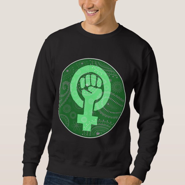 Sudadera Derechos de aborto feminista puño Verde Bandana Pr (Anverso)