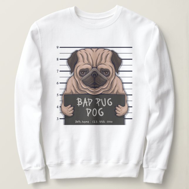 Sudadera Derpy Bad Pug (Anverso del diseño)