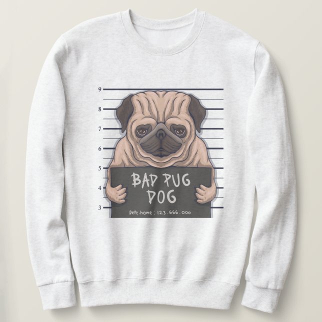 Sudadera Derpy Bad Pug (Anverso del diseño)