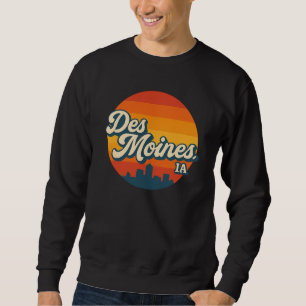 Sudadera Des Moines Iowa Retro Skyline Vintage Sunset Cit