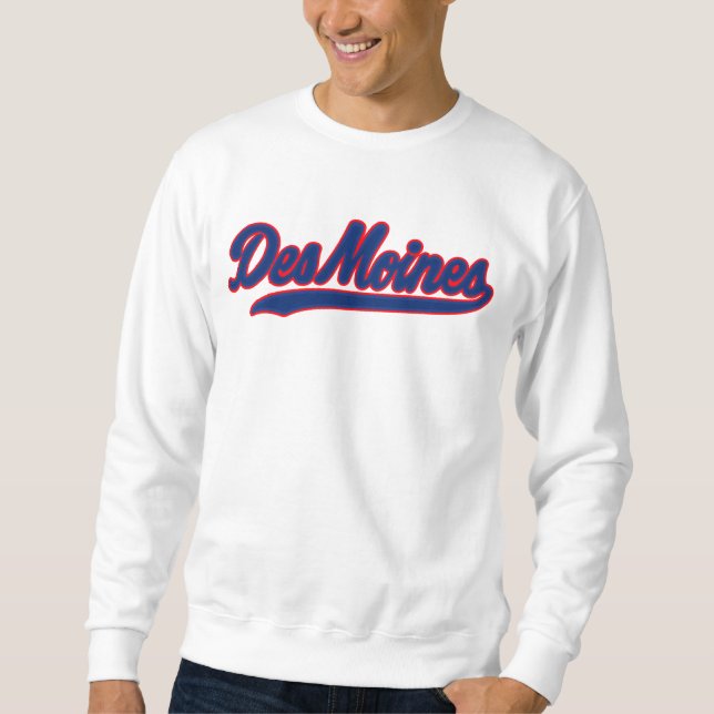Sudadera Des Moines Iowa Script Design | Ciudad Retro (Anverso)