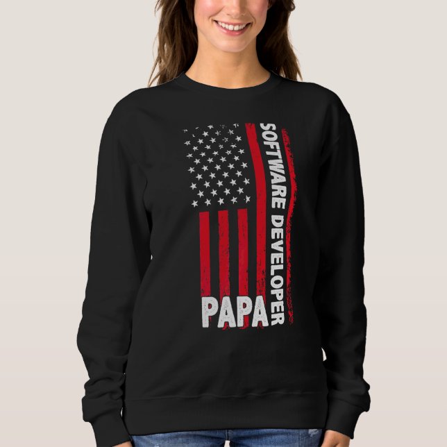 Sudadera Desarrollador de software Papa American Flag Day (Anverso)