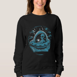 Sudadera Descanso de café OVNI Funny Alien Caffeine Fix UAP