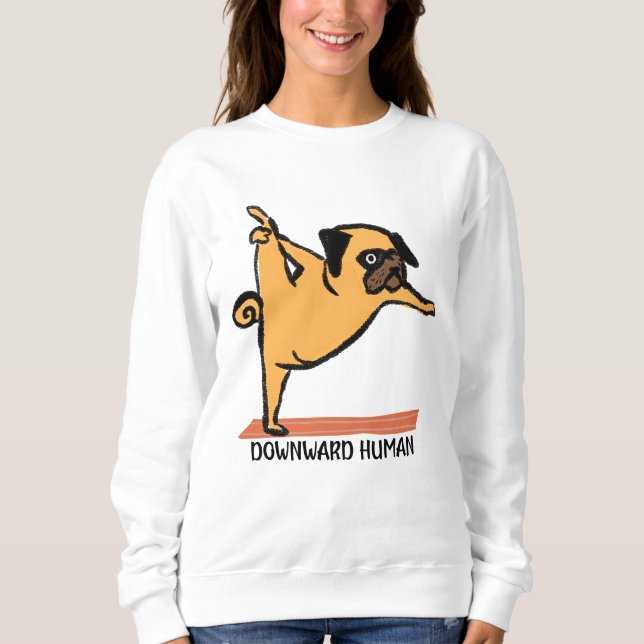 Sudadera Descendente Humano-Yoga-Perro-Funny (Anverso)