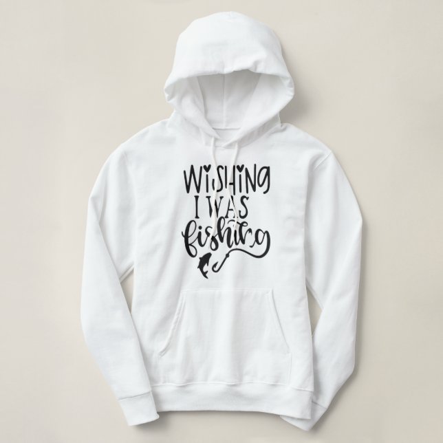 Sudadera deseando estar pescando (Diseño del anverso)
