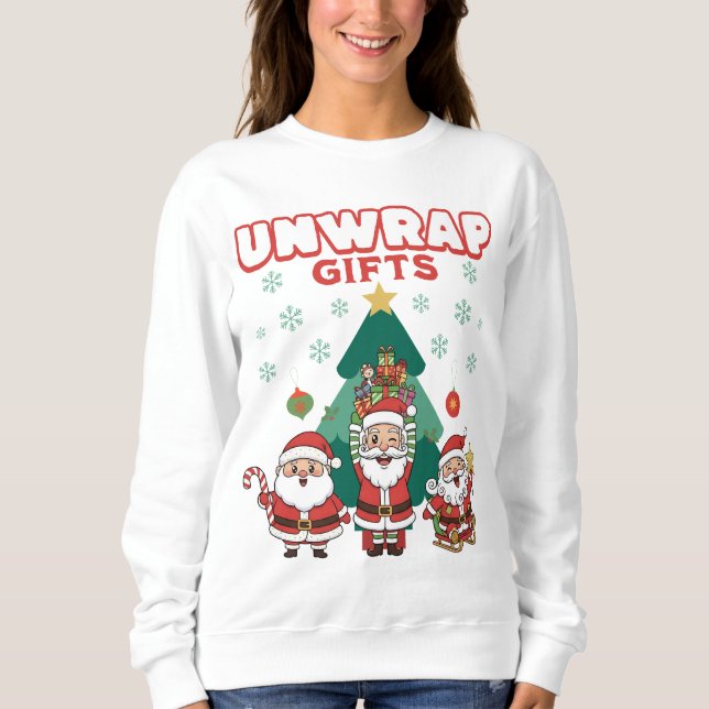 Sudadera Desenvolver regalos de Navidad (Anverso)