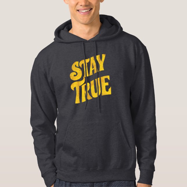Sudadera Design Motivant 'Stay True' en Or Texturé (Anverso)