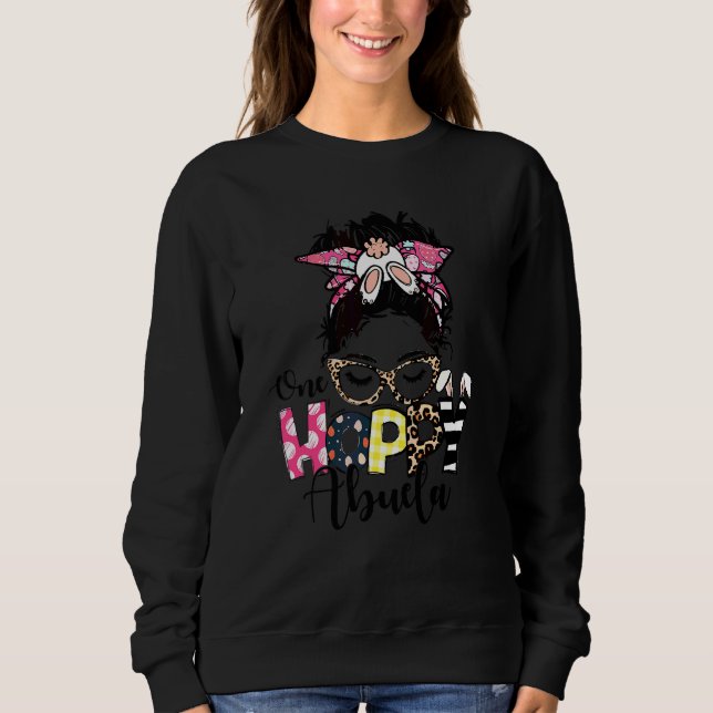 Sudadera Desordenado Bun Bunny One Hoppy Abuela Leopardo Ha (Anverso)