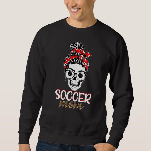 Sudadera Desordenado Bun Skull Soccer Mom Feliz Día de la M (Anverso)