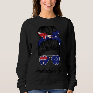 Sudadera Desordenado Chica australiano con bandera australi