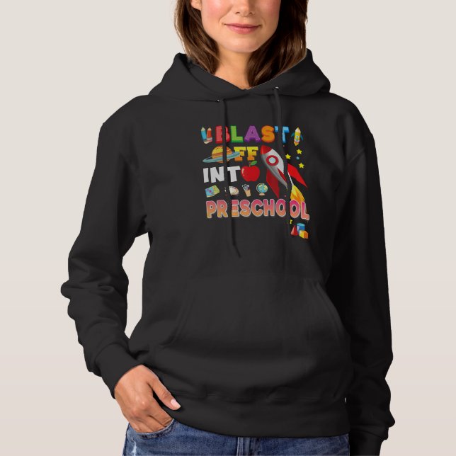 Sudadera Despegue en Preescolar Cohete Regreso a la Escuela (Anverso)