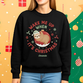 Sudadera Despiértame Cuando Sea Navidad Sloth Divertido
