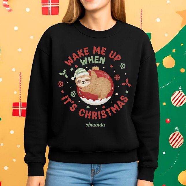 Sudadera Despiértame Cuando Sea Navidad Sloth Divertido (Subido por el creador)