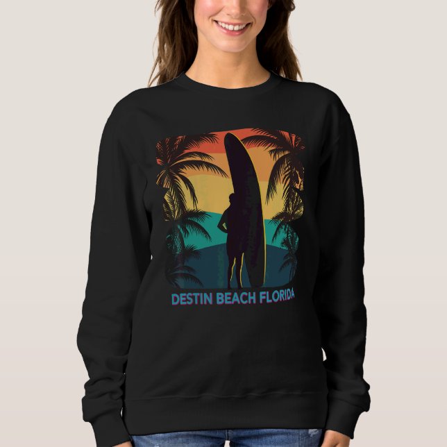 Sudadera Destin Beach Florida Palm Tree Surfboard Su (Anverso)