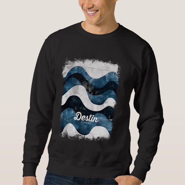 Sudadera Destin Florida FL Tropical Beach Surfing Waves Vin (Anverso)