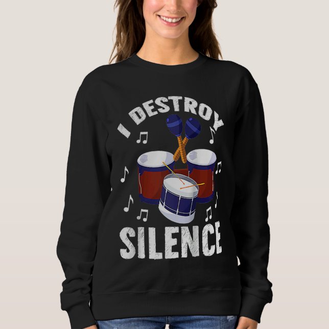 Sudadera Destruyo el Silencio Tambores Percusionista Raglan (Anverso)