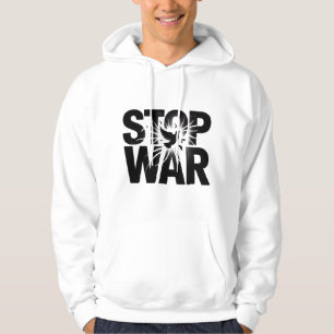 Sudadera detener la guerra, blanco y negro, camiseta