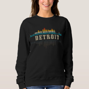 Sudadera Detroit Skyline Michigan Vintage Pride Retro 3