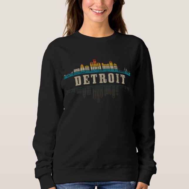 Sudadera Detroit Skyline Michigan Vintage Pride Retro 3 (Anverso)