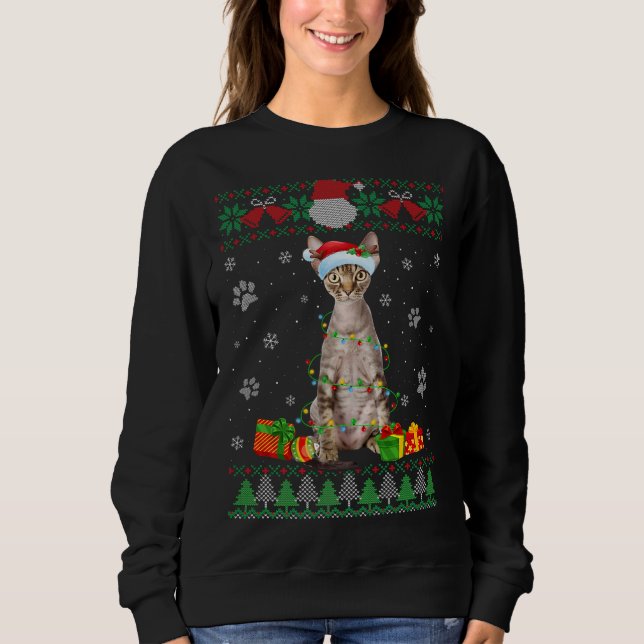 Sudadera Devon Rex Cat Graciosa y feas navidades Navidades  (Anverso)