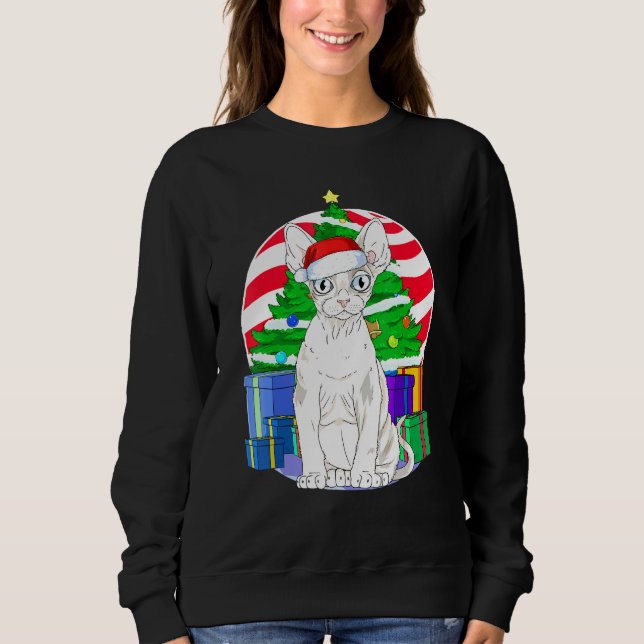 Sudadera Devon Rex Cat Santa Decoración de árbol de Navidad (Anverso)