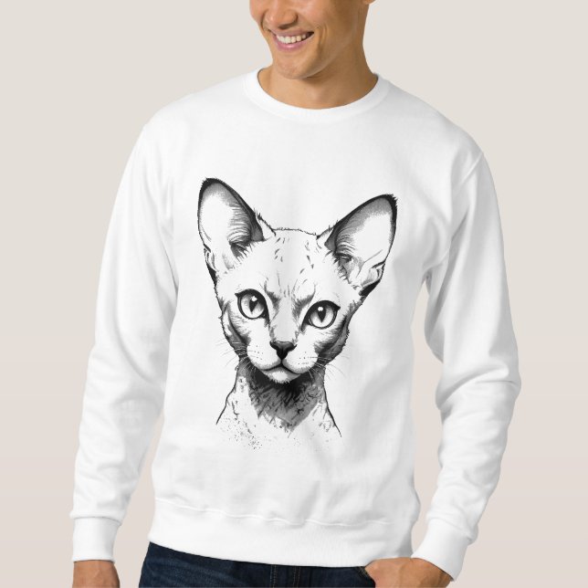 Sudadera Devon Rex Cat Sketch Men's Sweatshirt (Anverso)