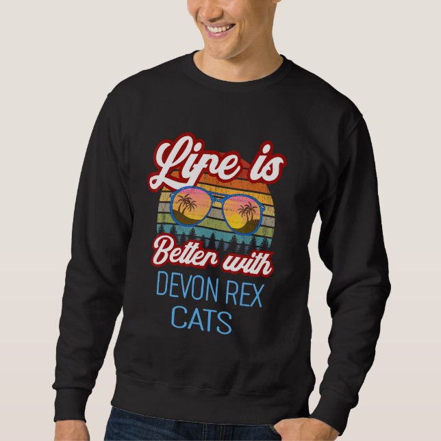 Sudadera Devon Rex Retro Sunset Life Es Mejor Con Devon R (Anverso)