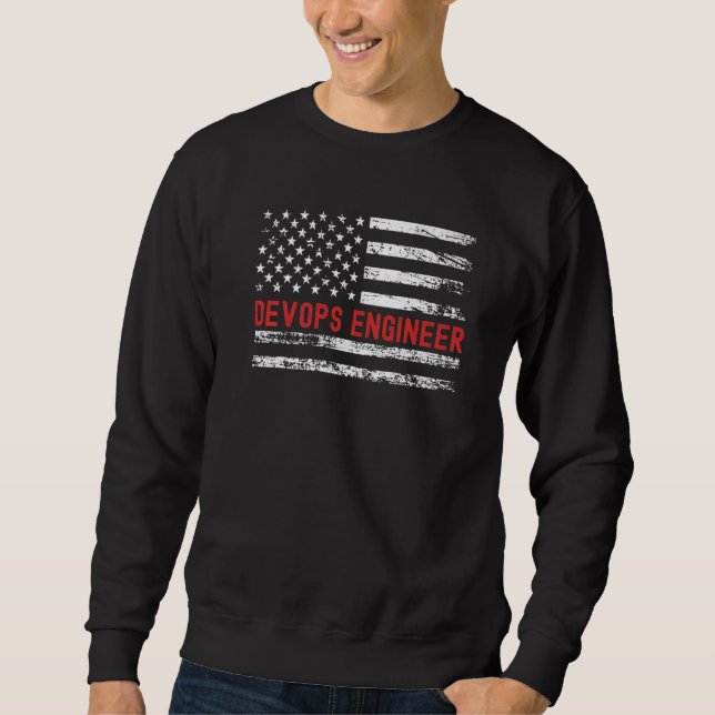 Sudadera Devops Engineer USA Flag Profession Retro Job Titu (Anverso)