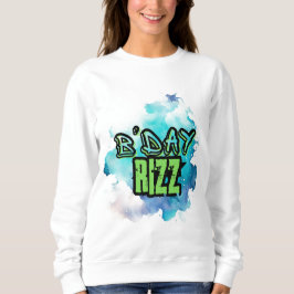 Sudadera Día B (Cumpleaños) Rizz Verde Y Azul Monocromático