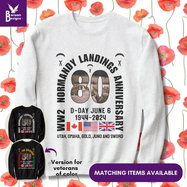 Sudadera DÍA-D NORMANDÍA LANDINGS WW2 80º Aniversario (Souvenir 80th Anniversary sweatshirt for D-Day Landings. Ideal gift for veterans)