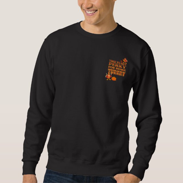 Sudadera Día de Acción de Gracias ANIMADO POR PAVO Cuadros (Anverso)