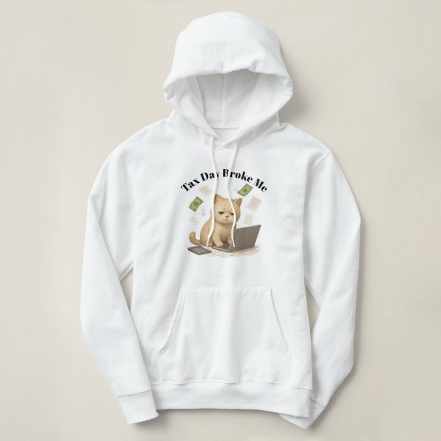 Sudadera Día de Impuestos Gato Estresado Mínimo Beige Diver (Diseño del anverso)