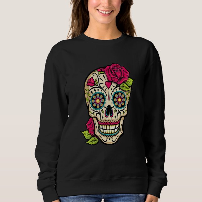 Sudadera Día De La Calavera De Azúcar De Los Muertos Flo (Anverso)