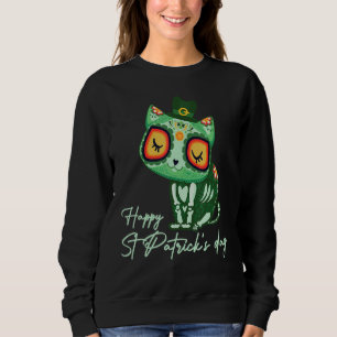 Sudadera Día De La Cráneo De Azúcar Muerto Cat Leprechaun G