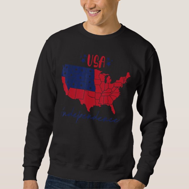 Sudadera Día De La Independencia 4 De Julio Mapa Estadounid (Anverso)