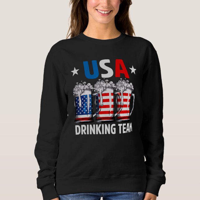 Sudadera Día de la Independencia  Equipo de Bebida USA 4 de (Anverso)