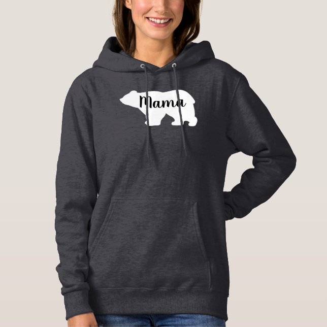 Sudadera Día de la Madre de diseño de oso dulce mamá negro (Anverso)