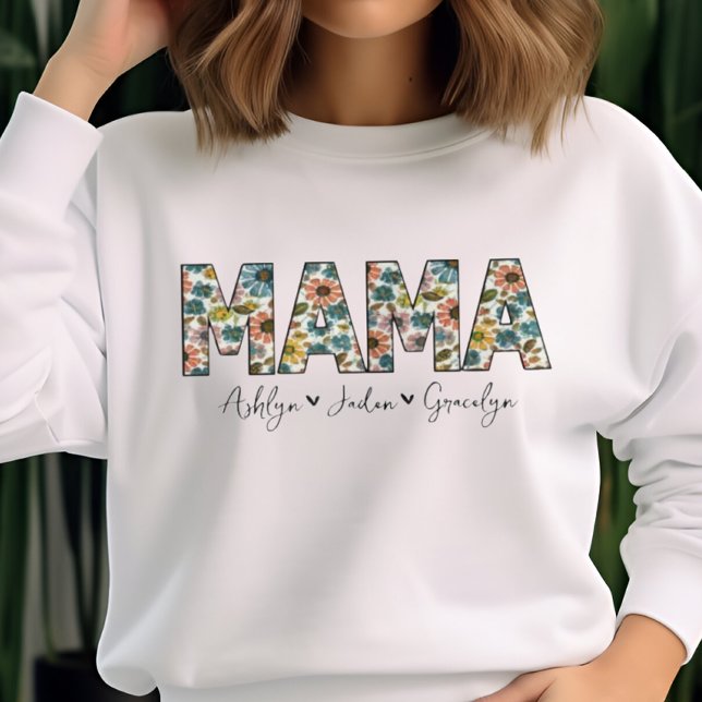 Sudadera Día de la Madre Personalizado Mama Retro Con Nombr (Subido por el creador)