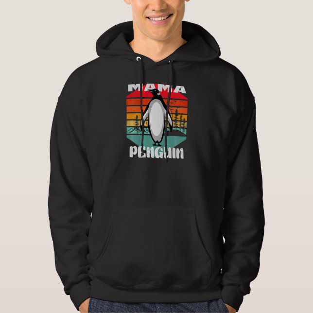 Sudadera Día de la Madre pingüino de mamá animal retro (Anverso)