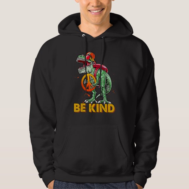 Sudadera Día de la Unidad Dinosaurio Rex Be Kind Anti bully (Anverso)