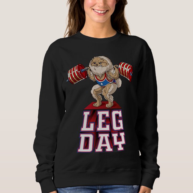 Sudadera Día de Leg Pomeranian Peso Levantamiento Squat Gym (Anverso)