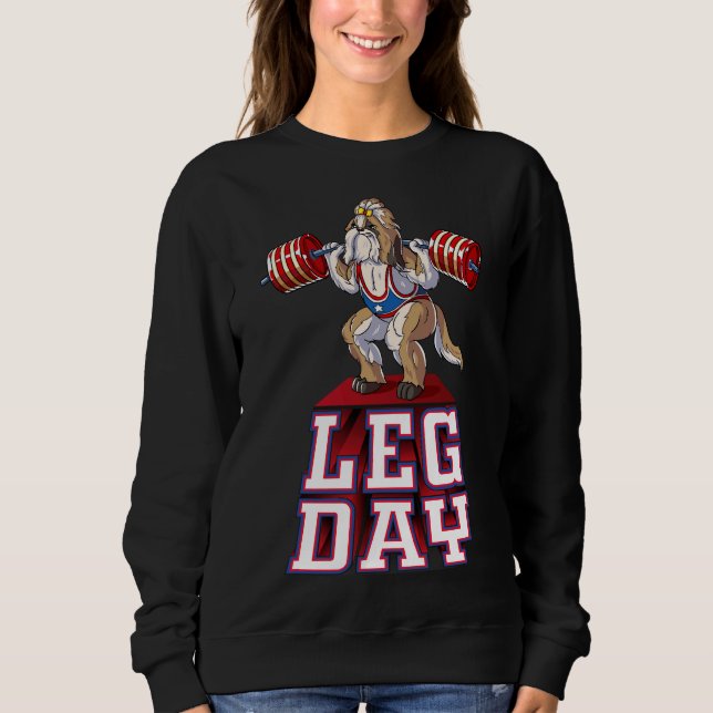 Sudadera Día de Leg Shih Tzu Peso Levantamiento Squat Gym (Anverso)
