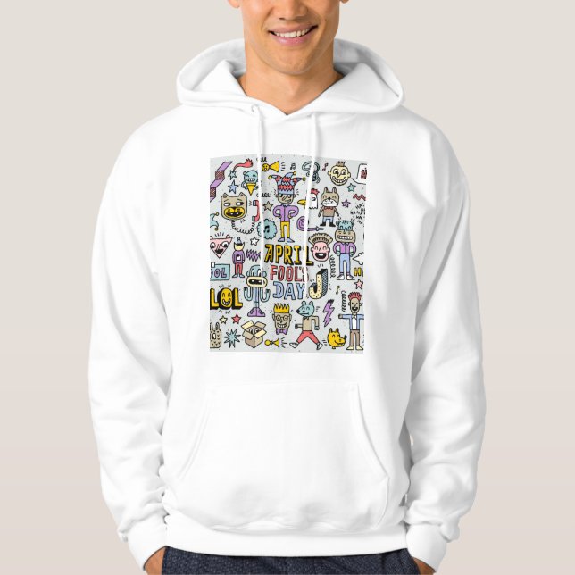Sudadera Día de los Inocentes: Colorido Conjunto de Doodle. (Anverso)
