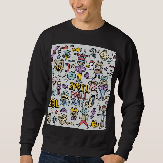 Sudadera Día de los Inocentes: Colorido Conjunto de Doodle. (Anverso)