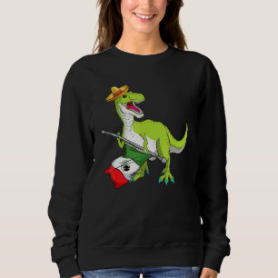 Sudadera Día de los Muertos en T Rex con bandera mexicana