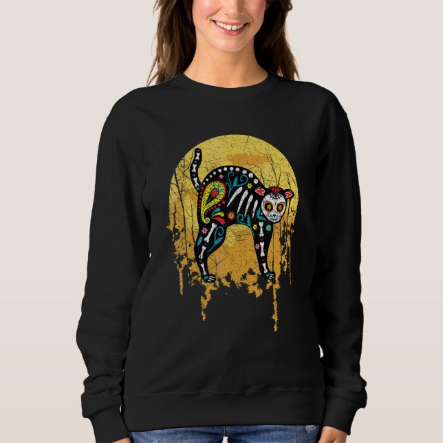 Sudadera Día de los Muertos Gato y Luna Llena (Anverso)