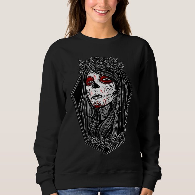 Sudadera Dia de los Muertos Halloween Roses Mexican Sugar S (Anverso)