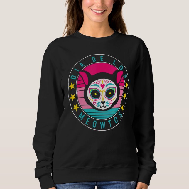 Sudadera Dia De Los Muertos Meowtos Cat Sugar Skull Mexico  (Anverso)
