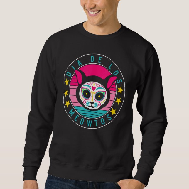 Sudadera Dia De Los Muertos Meowtos Cat Sugar Skull Mexico  (Anverso)